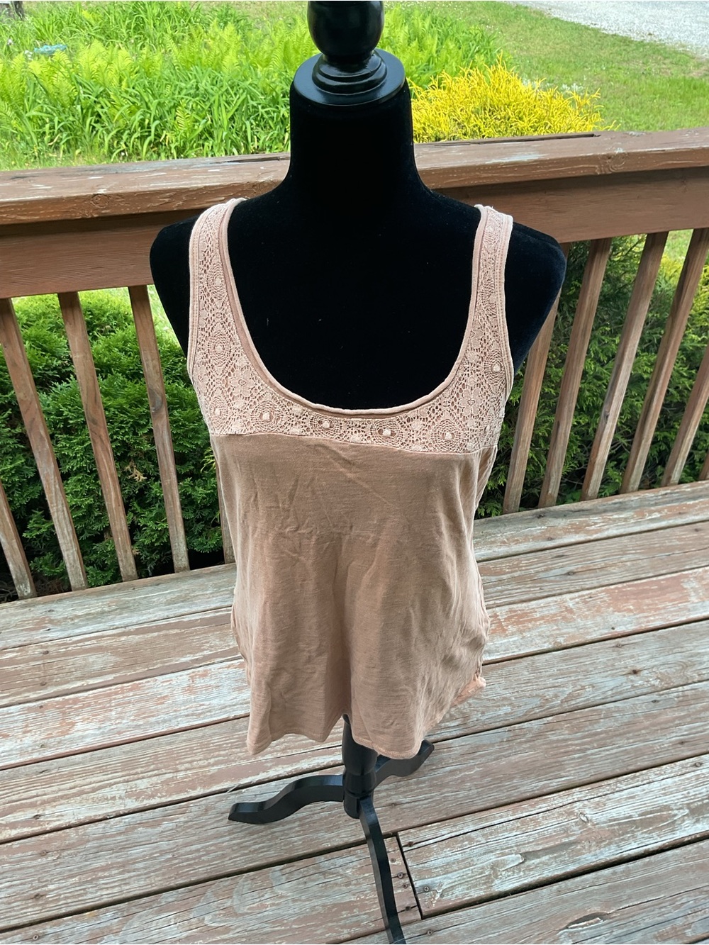 Banana Republic Beige with orange tones Lace Yoke Tank Top